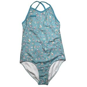 King of Redonda One Piece Girls/Kids Swimwear 14 Blue Geometric Criss Cross NWT